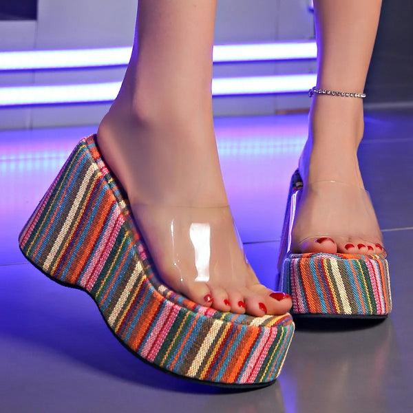 pin up girl Posh 1990s Open Toe Wedge Sandals | 4 Colors | Poundton pin up girl Posh 1990s Open Toe Wedge Sandals | 4 Colors | Poundton