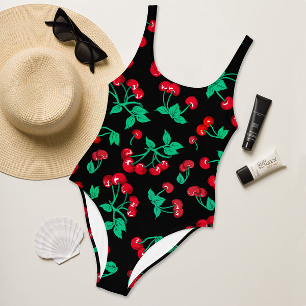 Pin Up Girl Rory Black Coffee Cherry Girl One-Piece Swimsuit | Pinup Couture Swim
