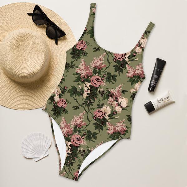 Pin Up Girl Rory Green Caledonia Bella Roses One-Piece Swimsuit | Pinup Couture Swim