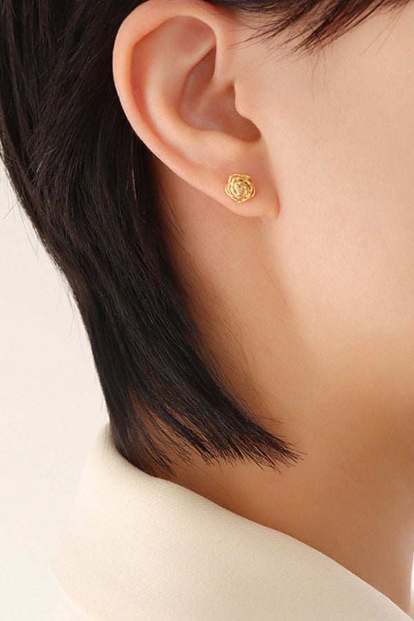 Pin Up Girl Rose Flower 18k Stud Earrings | 2 Colors | Poundton