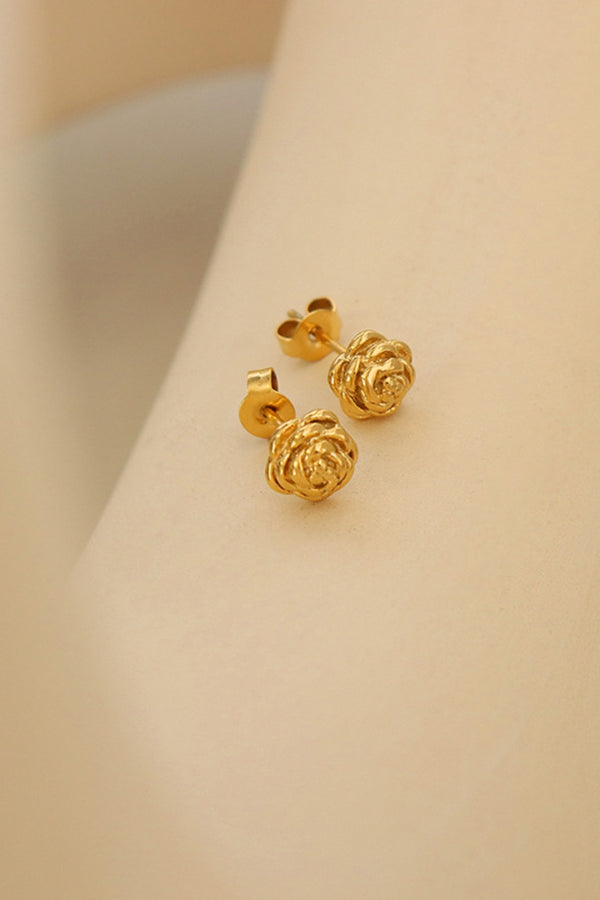 Pin Up Girl Rose Flower 18k Stud Earrings | 2 Colors | Poundton