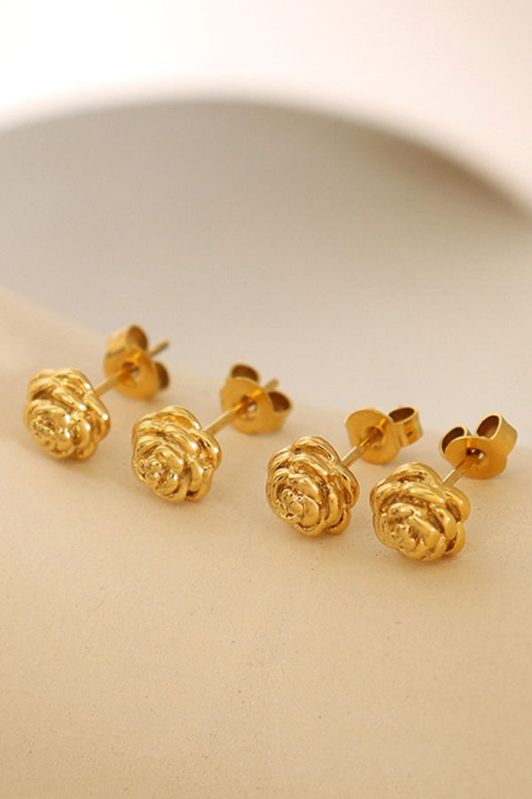 pin up girl Rose Flower 18k Stud Earrings | 2 Colors | Poundton