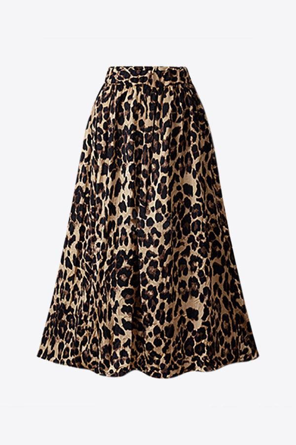 pin up girl Rowr A-Line Leopard Print Maxi Swing Skit | Poundton pin up girl Rowr A-Line Leopard Print Maxi Swing Skit | Poundton