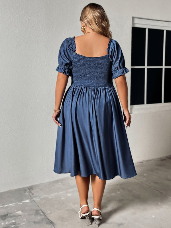 Pin Up Girl Sapphire Stylish Plus Size Sweetheart Neck Summer Dress In Cobalt Blue