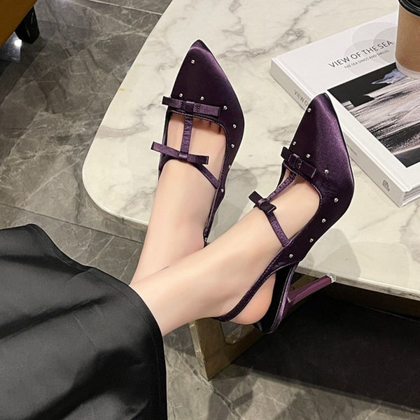 Pin Up Girl Scarlett Point Toe Stiletto Pumps | 2 Colors | Poundton