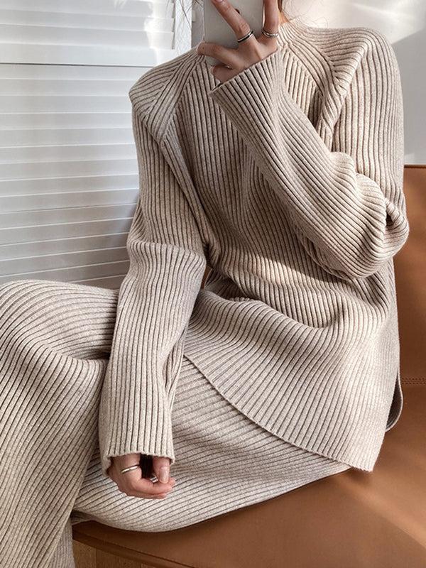 Pin Up Girl Sofia Mock Neck Raglan Sleeve Top And Pants Sweater Set | 4 Colors | Poundton