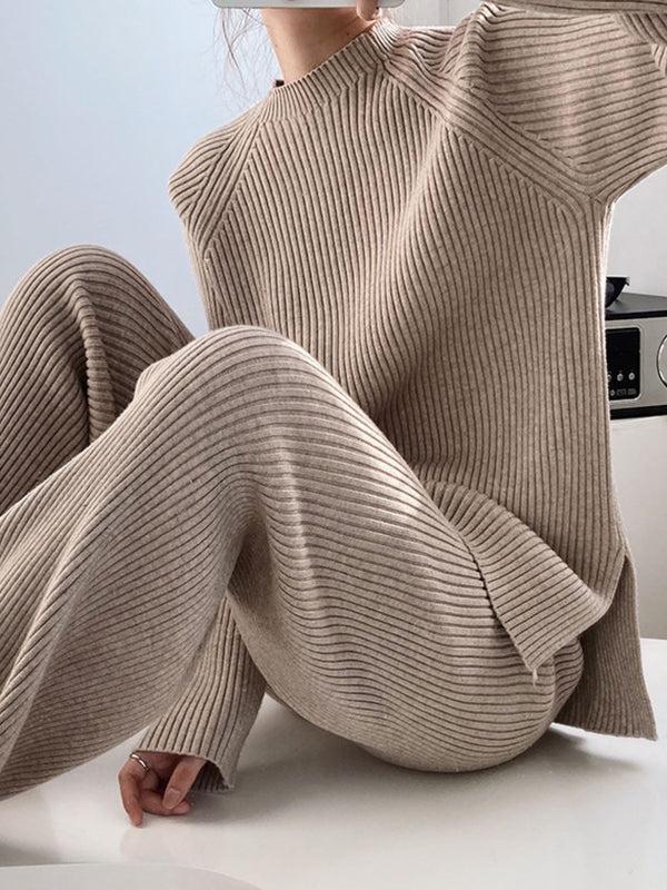 Pin Up Girl Sofia Mock Neck Raglan Sleeve Top And Pants Sweater Set | 4 Colors | Poundton