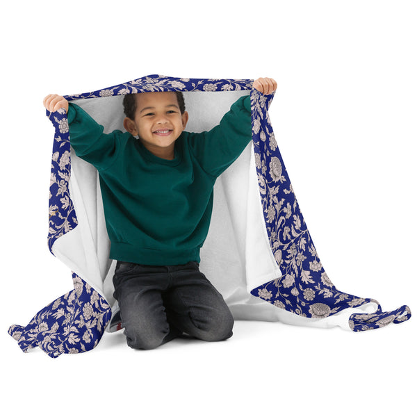 pin up girl Soft Throw Blanket in Blue Capri Floral Print | Pinup Couture pin up girl Soft Throw Blanket in Blue Capri Floral Print | Pinup Couture