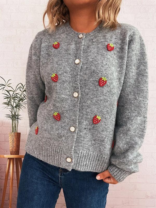 Pin Up Girl Strawberry Button-Up Long Sleeve Cardigan | 6 Colors | Poundton