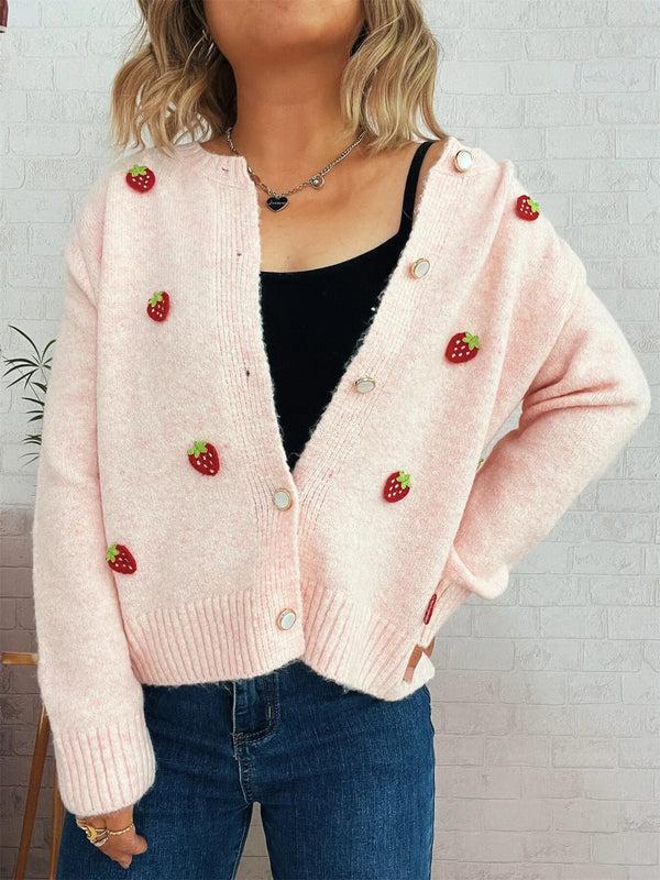 pin up girl Strawberry Button-Up Long Sleeve Cardigan | 6 Colors | Poundton