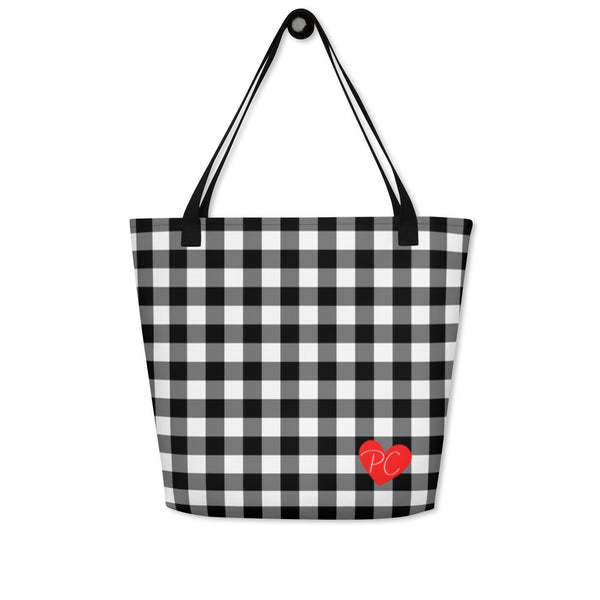 Pin Up Girl Sunny Days Large Shopper Tote Bag In Black Gingham | Pinup Couture
