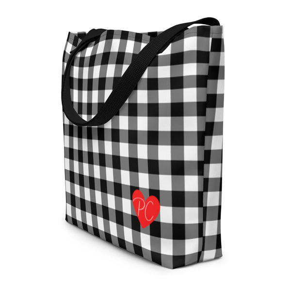 Pin Up Girl Sunny Days Large Shopper Tote Bag In Black Gingham | Pinup Couture