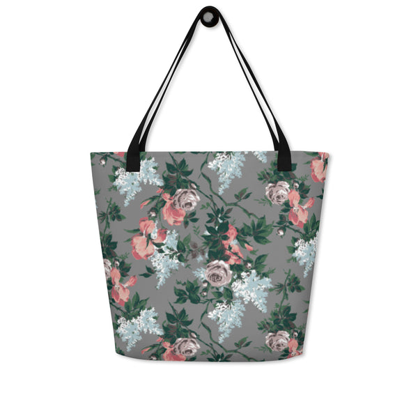 pin up girl Sunny Days Large Shopper Tote Bag in J'Adore Paris Bella Roses Print | Pinup Couture