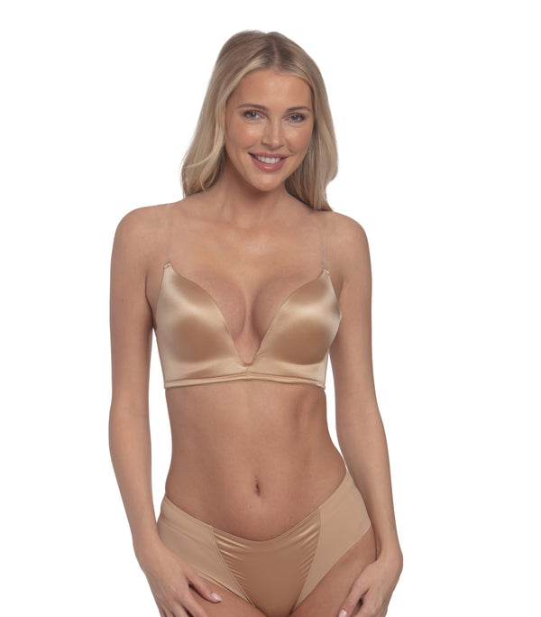 pin up girl Support System Convertible Plunge Bra in Natural Beige | Pinup Girl Clothing