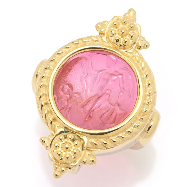 pin up girl Tagliamonte 18K Gold Plated Hercules & Cupid Venetian Glass Cameo Ring