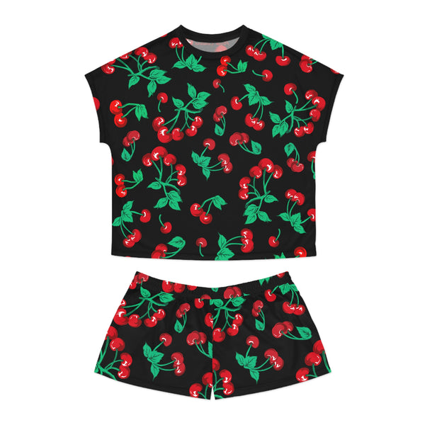 pin up girl TGIF Sleepover PJs in Black Cherry Girl Tee & Pajama Shorts-Set | Pinup Couture Relaxed pin up girl TGIF Sleepover PJs in Black Cherry Girl Tee & Pajama Shorts-Set | Pinup Couture Relaxed