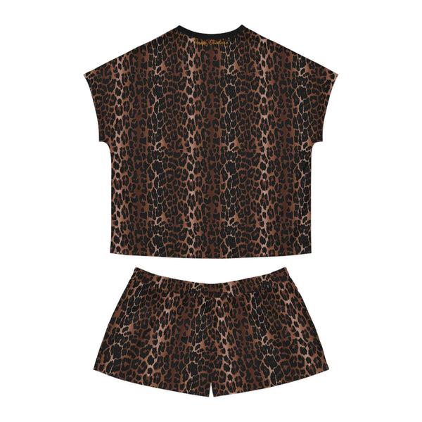 Pin Up Girl TGIF Sleepover PJs In OG Leopard Tee & Pajama Shorts-Set | Pinup Couture Relaxed