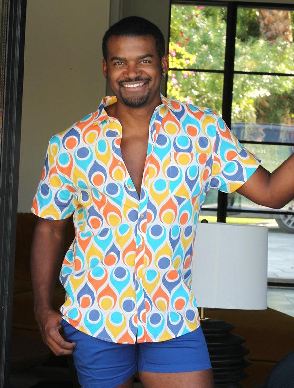 Pin Up Girl The Palm Springs Perfect Cut Short Sleeve Men's Fitted Button-Down Shirt