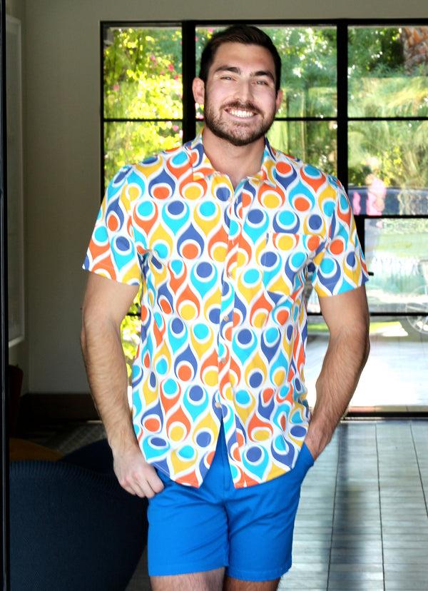 Pin Up Girl The Palm Springs Perfect Cut Short Sleeve Men's Fitted Button-Down Shirt