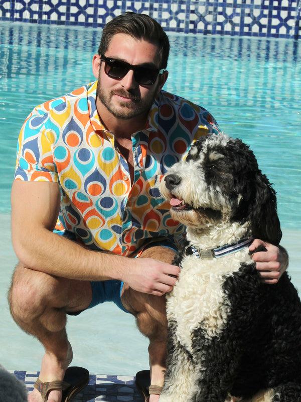 pin up girl The Palm Springs Perfect Cut Short Sleeve Men's Fitted Button-Down Shirt