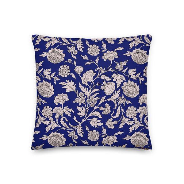 Pin Up Girl Throw Pillow In Blue Capri Floral Print | Pinup Couture