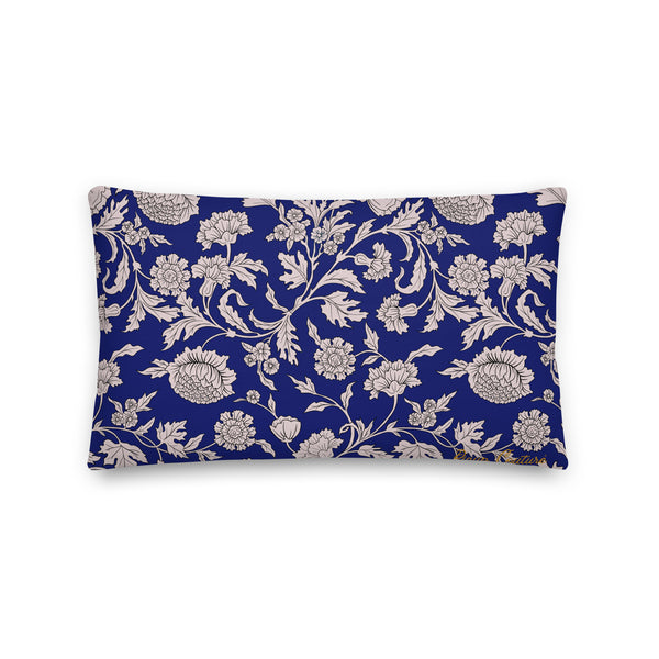 Pin Up Girl Throw Pillow In Blue Capri Floral Print | Pinup Couture