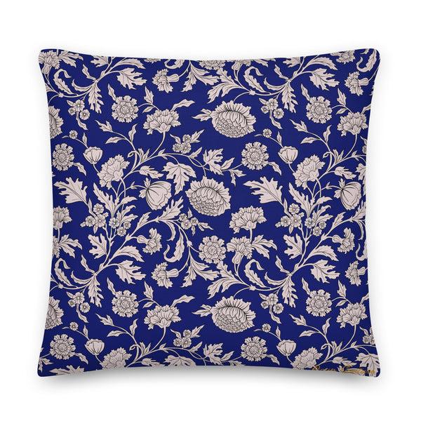 Pin Up Girl Throw Pillow In Blue Capri Floral Print | Pinup Couture