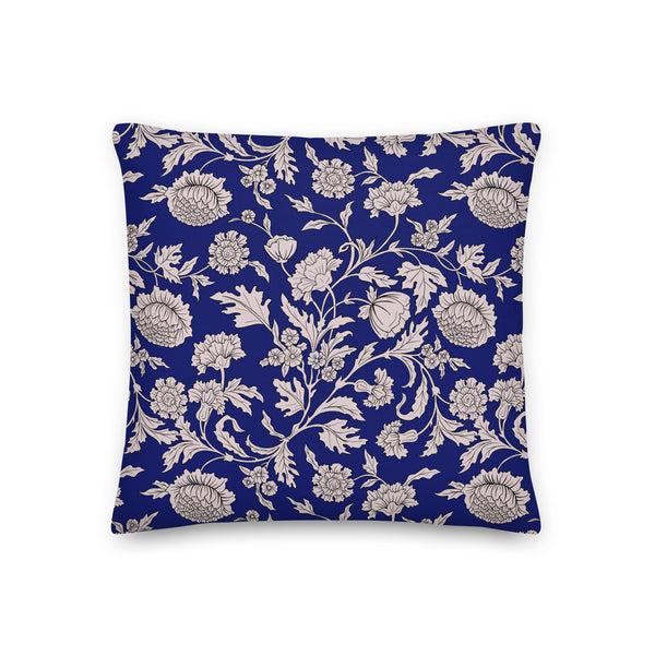 pin up girl Throw Pillow in Blue Capri Floral Print | Pinup Couture pin up girl Throw Pillow in Blue Capri Floral Print | Pinup Couture