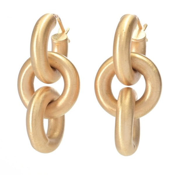 Pin Up Girl Toscana Italiana 18K Gold Plated Setosa Rolo Triple Link Earrings