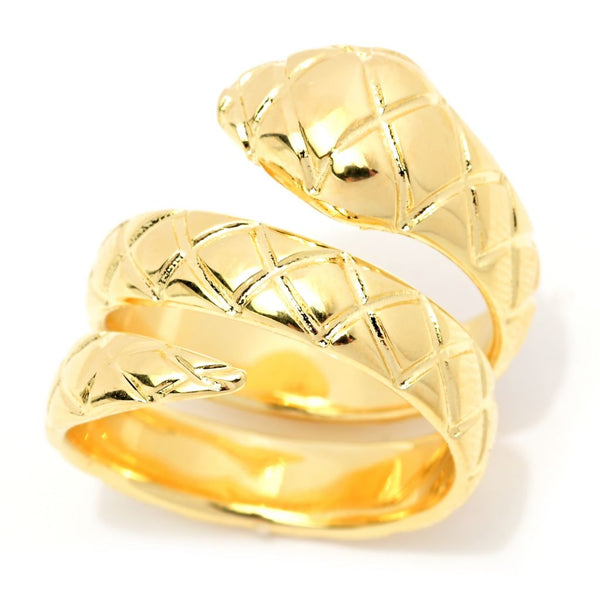 pin up girl Toscana Italiana 18K Gold Plated Textured Snake Wraparound Ring
