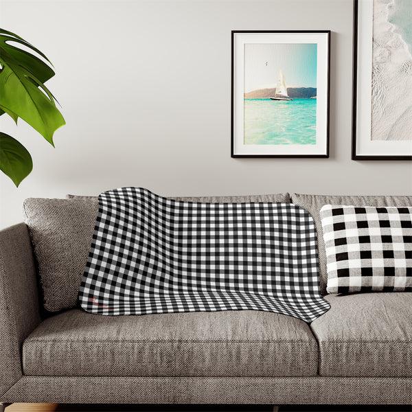 Pin Up Girl Ultra Fuzz Black Gingham Sherpa Blanket — Reversible Two‑Tone Cozy Throw | Pinup Couture