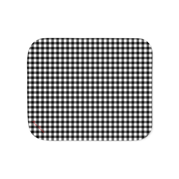 pin up girl Ultra Fuzz Black Gingham Sherpa Blanket — Reversible Two‑Tone Cozy Throw | Pinup Couture