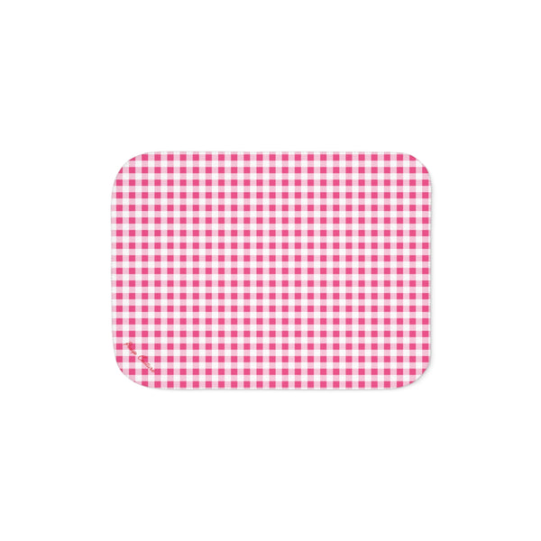 Pin Up Girl Ultra Fuzz Pink Gingham Sherpa Blanket — Reversible Two‑Tone Cozy Throw | Pinup Couture