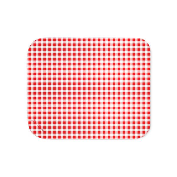 pin up girl Ultra Fuzz Red Gingham Sherpa Blanket — Reversible Two‑Tone Cozy Throw | Pinup Couture