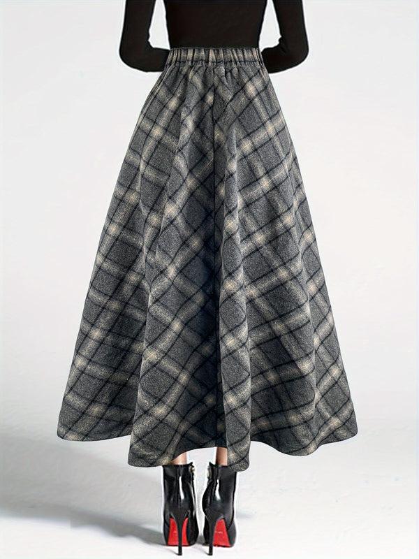 Pin Up Girl Vintage Plaid Flannel Midi Swing Skirt | 2 Colors | Poundton