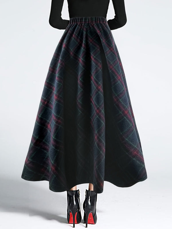 Pin Up Girl Vintage Plaid Flannel Midi Swing Skirt | 2 Colors | Poundton