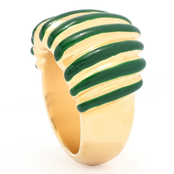 Pin Up Girl VOGA Collection 18K Gold Electroform Polished & Enamel Tapered Ring