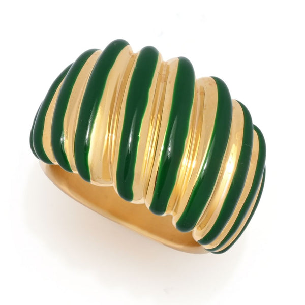 pin up girl VOGA Collection 18K Gold Electroform Polished & Enamel Tapered Ring