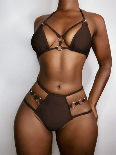 pin up girl Wakanda Scratch Cutout Neck Two-Piece Bikini Set | 5 Colors
