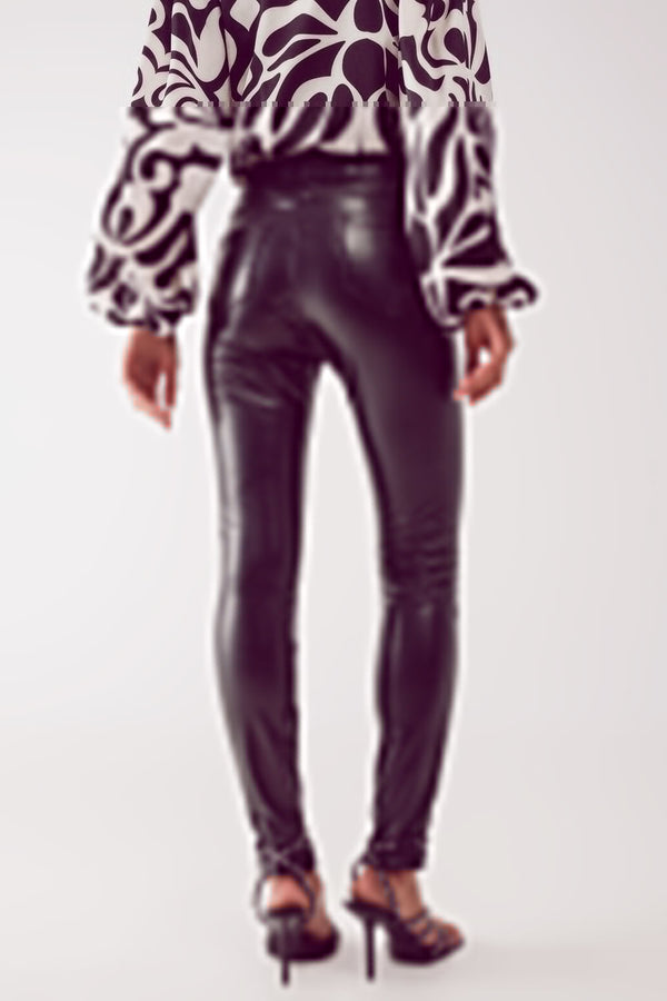 Pin Up Girl Whisky A-Go-Go Leather Stretch Leggings In Solid Black | Q2