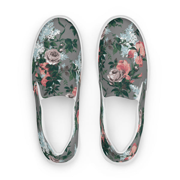 Pin Up Girl Women’s Canvas Slip-On Deck Shoe In J'Adore Paris Bella Roses Floral