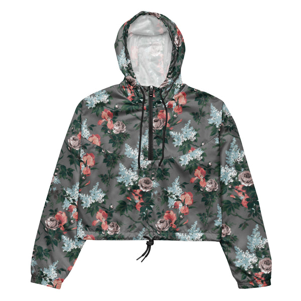 Pin Up Girl Women’s Cropped Windbreaker In J'Adore Paris Bella Roses Floral Print | Pinup Couture