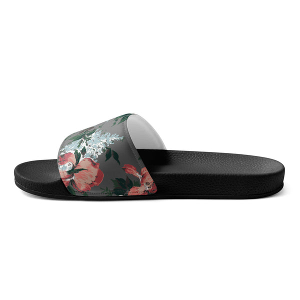 Pin Up Girl Women's Slides In Grey Bella Roses Floral