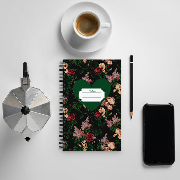 pin up girl Wondering Rose Dark Bella Roses Print 8"x5" Spiral Notebook | Pinup Couture Relaxed