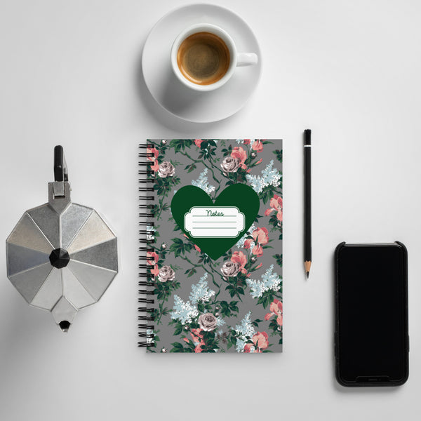 pin up girl Wondering Rose J'adore Bella Roses Print 8" X 5" Spiral Notebook | Pinup Couture