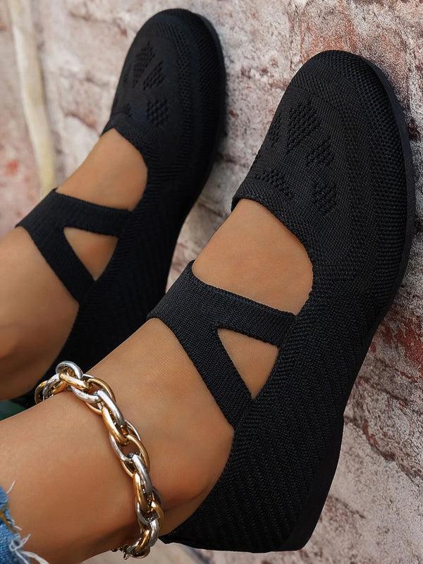 Pin Up Girl Woven X Strap Mesh Flats | 2 Colors | Poundton