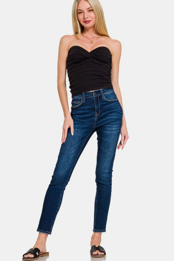 Pin Up Girl Zenana Ruched Twisted Sweetheart Tube Top | Poundton