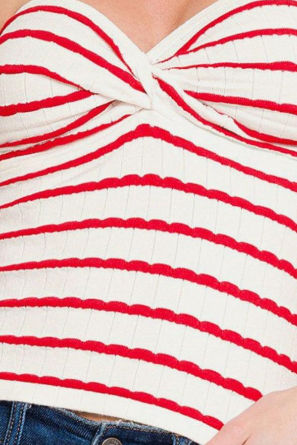 Pin Up Girl Zenana Twisted Sweetheart Neck Striped Tube Top | Poundton
