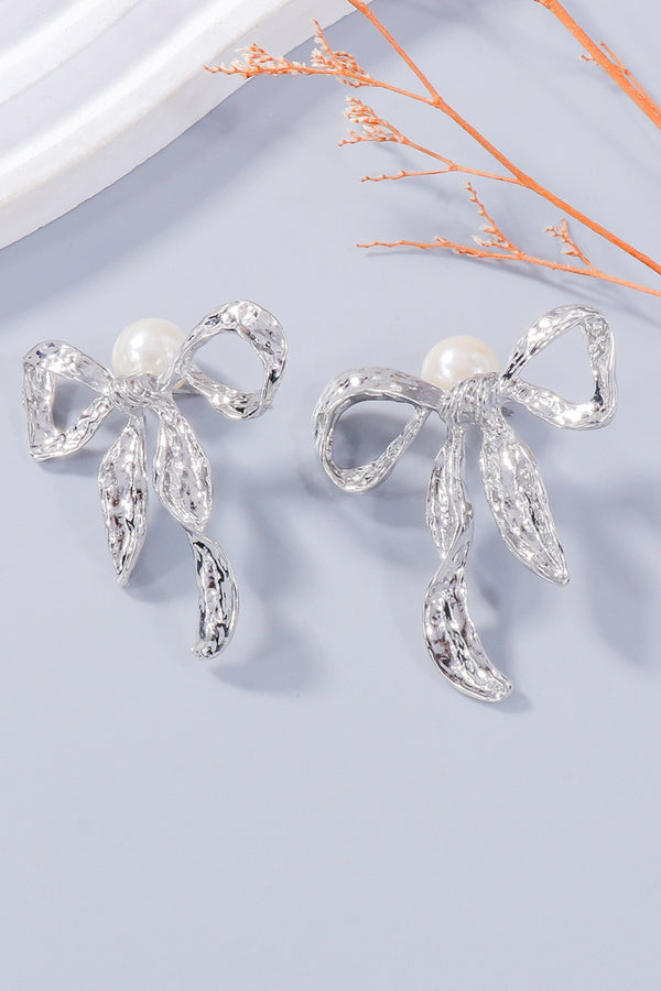 Pin Up Girl Zoe Synthetic Pearl Necklace Bow Necklace And Bow Earrings Jewelry Set | 2 Colors | Poundton