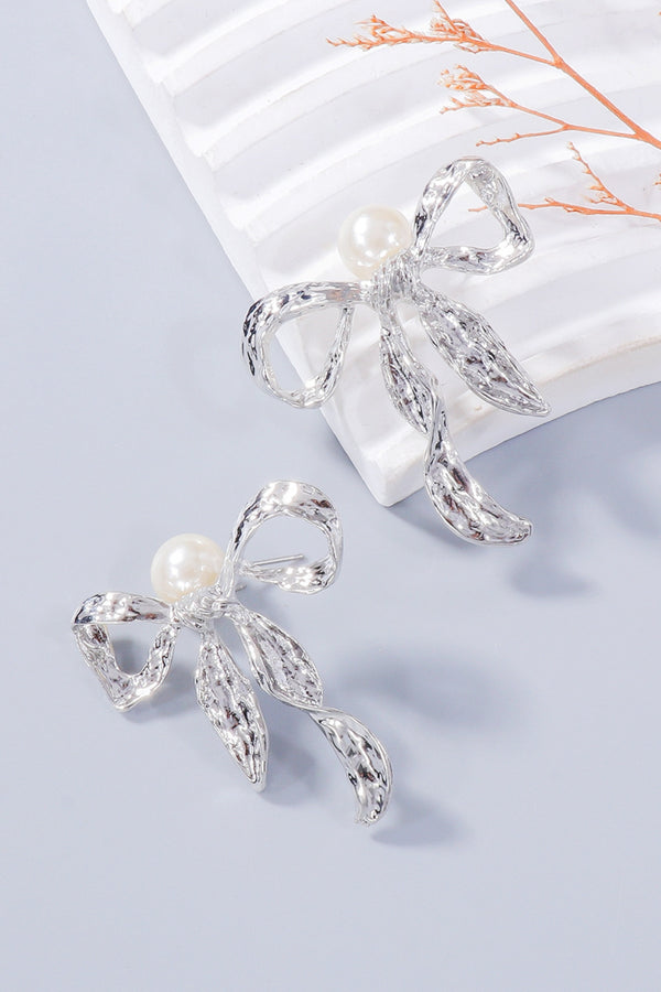 Pin Up Girl Zoe Synthetic Pearl Necklace Bow Necklace And Bow Earrings Jewelry Set | 2 Colors | Poundton